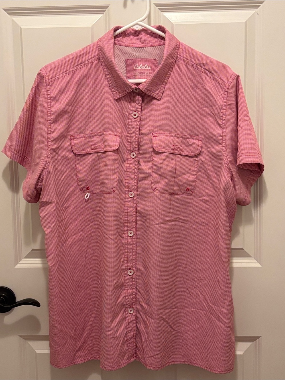 Cabela's. Pink Short-Sleeve Button-Down Shirt with Front‎ Pockets 2XL